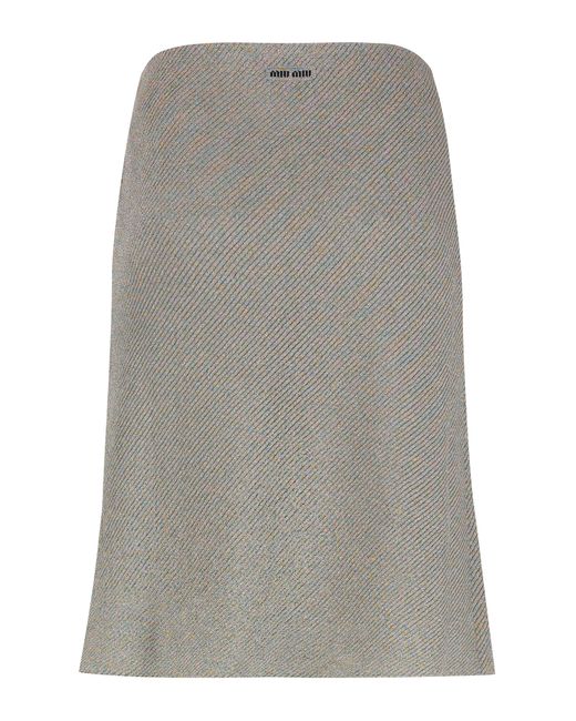Miu Miu Gray Knit Mini Skirt Viscose