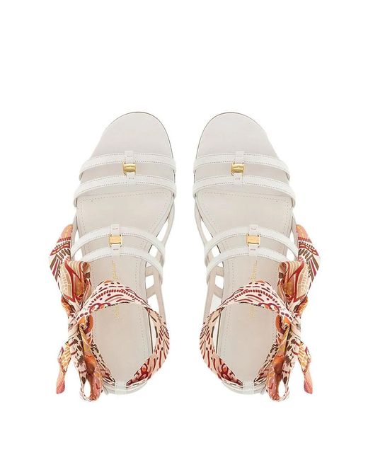 Ferragamo White Ferragamo Vara Lace-Up Sandals