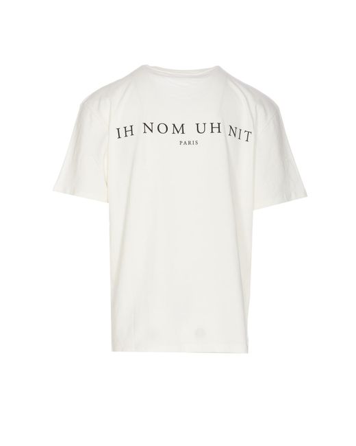 Ih Nom Uh Nit White Logo T-Shirt With Newspaper Mask for men
