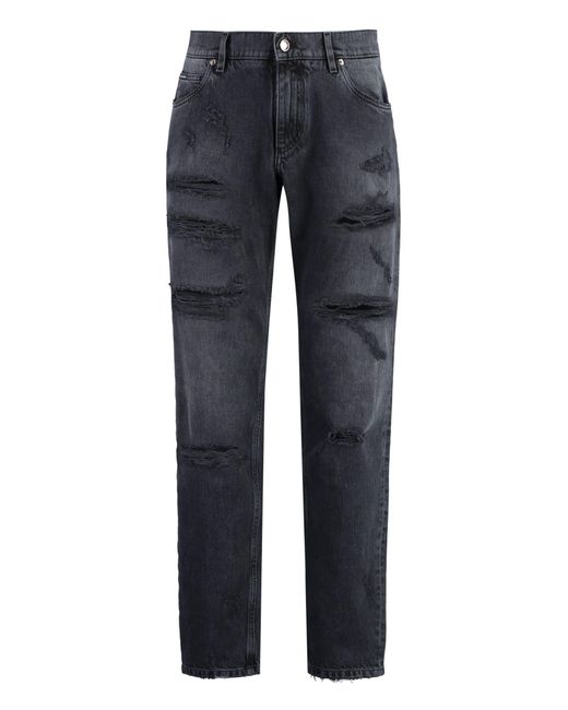 Dolce & Gabbana Blue Regular-fit Cotton Jeans for men
