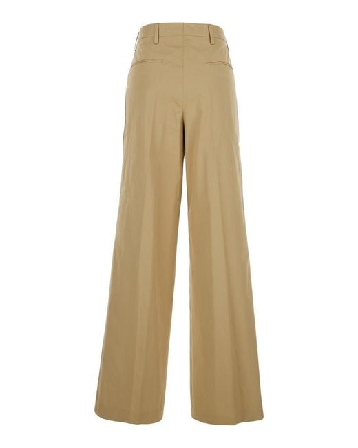 Dries Van Noten Natural Pants With Pleated Details Fabric Trousers