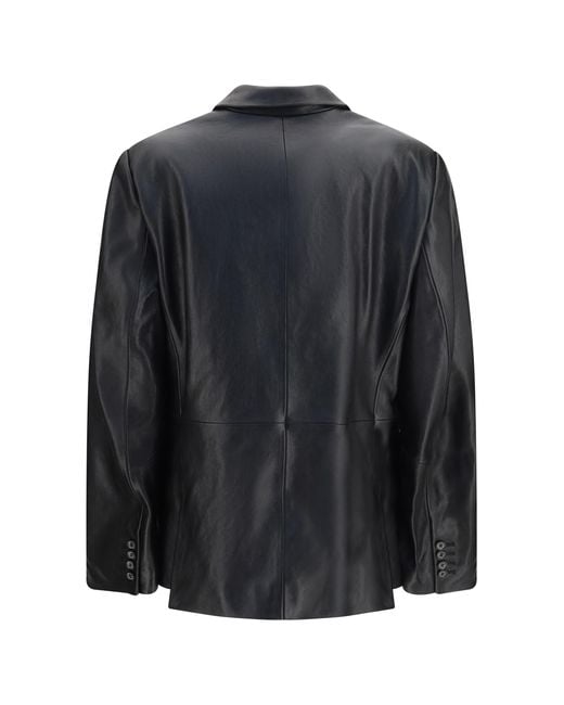Magda Butrym Black Leather Blazer Jacket