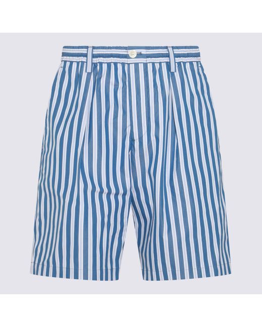 Marni White And Light Blue Cotton Shorts for men