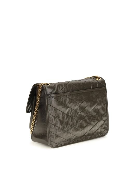 Saint Laurent Gray Niki Shoulder Bag Calf Leather Bos Taurus