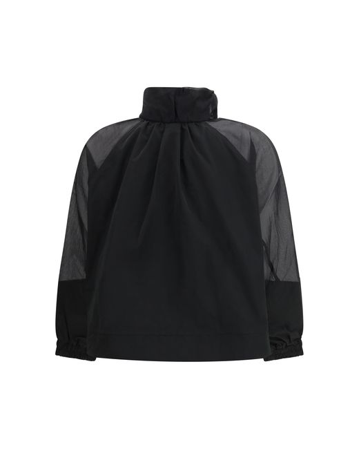 Pinko Black Beth Jacket With Transparent Inserts Polyester