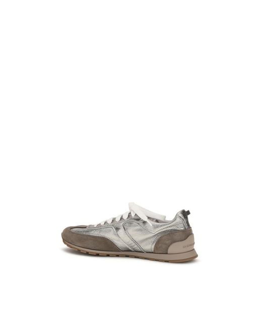 Brunello Cucinelli White Multicolor Calf Leather Bos Taurus Athletic Sneakers