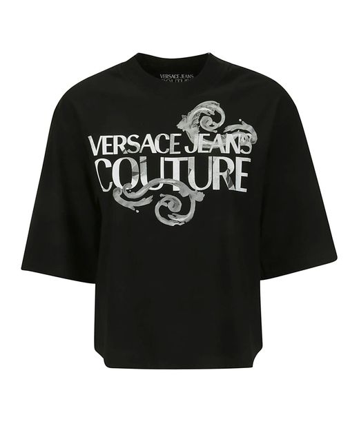 Versace Black 76dp604 R Logo Watercolor T-shirt
