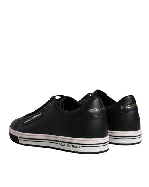 Dolce & Gabbana Black Leather Low Top Sneakers Shoes for men