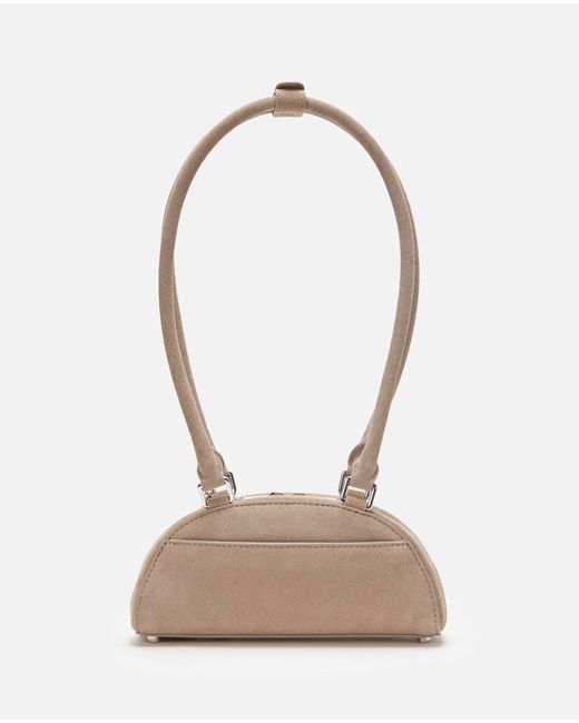 Self-Portrait White Suede Mini Shoulder Bag With Charm