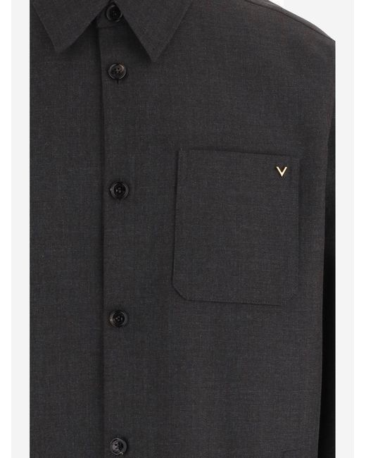 Valentino Black Jacket Wool-Blend Nylon for men