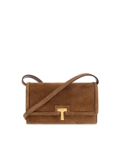 Tom Ford Brown Suede Wallet With Strap