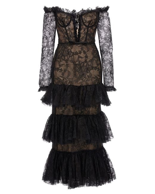 Giambattista Valli Black Chantilly Lace Dress Dresses