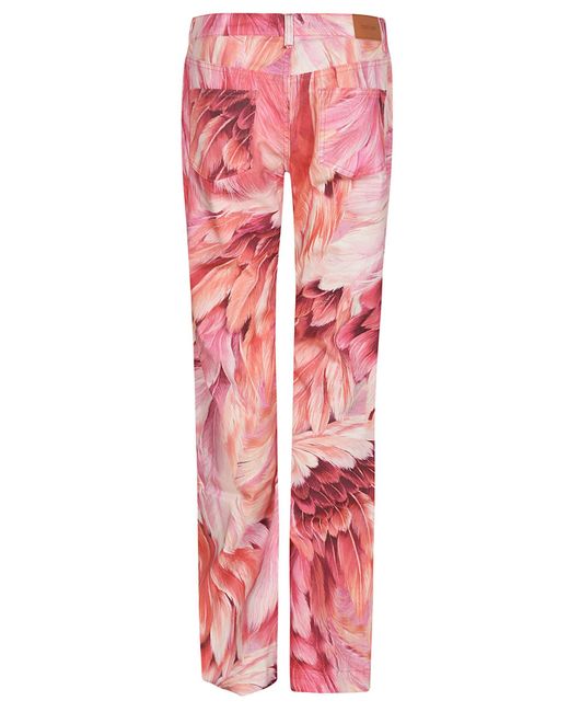 Roberto Cavalli Pink Feather Print Trousers