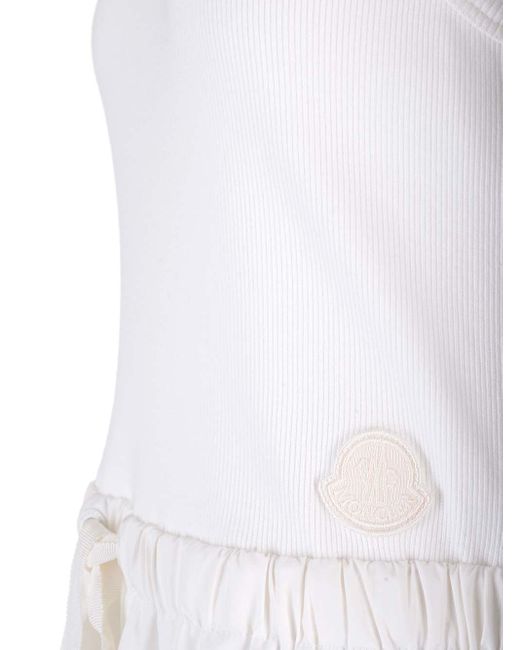 Moncler White Midi Dress With Flared Skirt