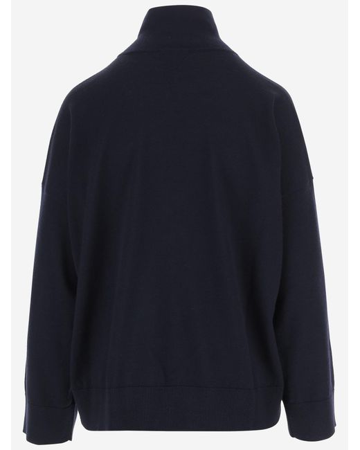 Bottega Veneta Blue Wool Sweater With High Neck