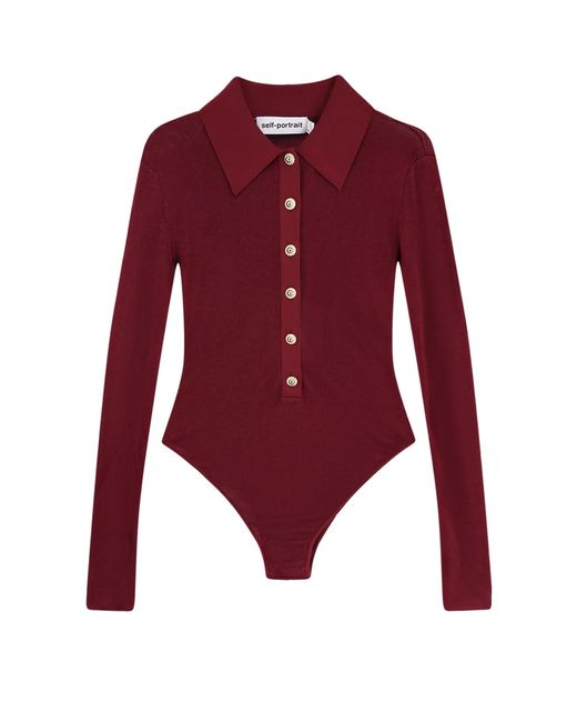Self-Portrait Red Viscose Bodysuit