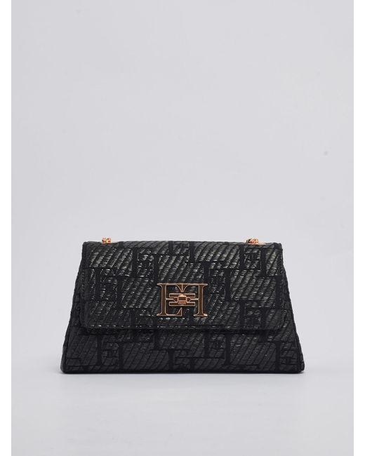 Elisabetta Franchi Black Cotton Shopping Bag
