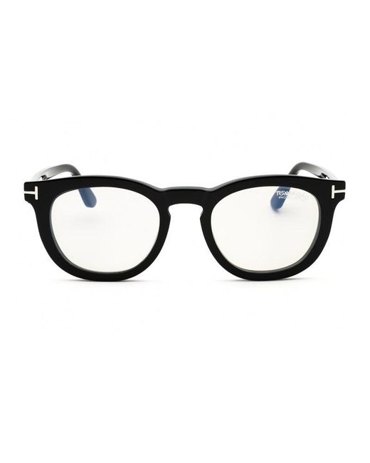 Tom Ford Black Eyeglasses Round Full Rim, Frame And Clear- Clip-On Photochromic Lens Ft5993-B005 for men