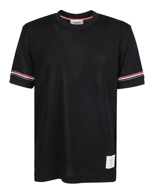 Thom Browne Black Short-Sleeved Cuff T-Shirt for men
