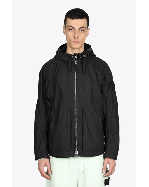 Stone Island Shadow Project Short Parka Chapter 2 Black Cotton Short Parka With Detachable Hoodie for men