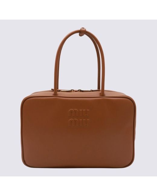 Miu Miu Brown Leather Beau Top Handle Bag