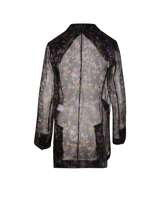 Max Mara Black Floral Printed Sheer Jacket