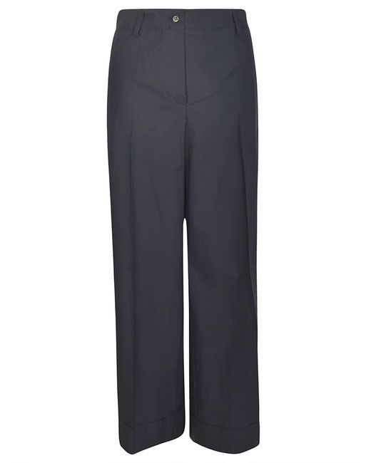 P.A.R.O.S.H. Blue Straight Buttoned Trousers