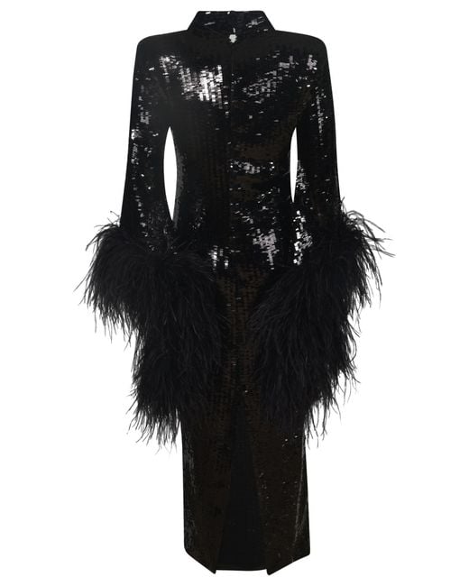 ‎Taller Marmo Black All-Over Embellished Long Dress