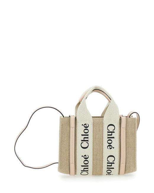 Chloé Metallic Chloã 'Woody' Handbag With Branded Ribbons