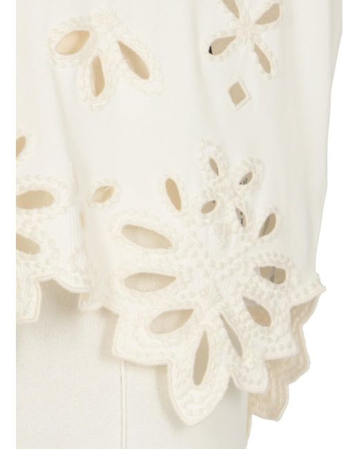 Ermanno Scervino White Viscose Sweater With Embroideries