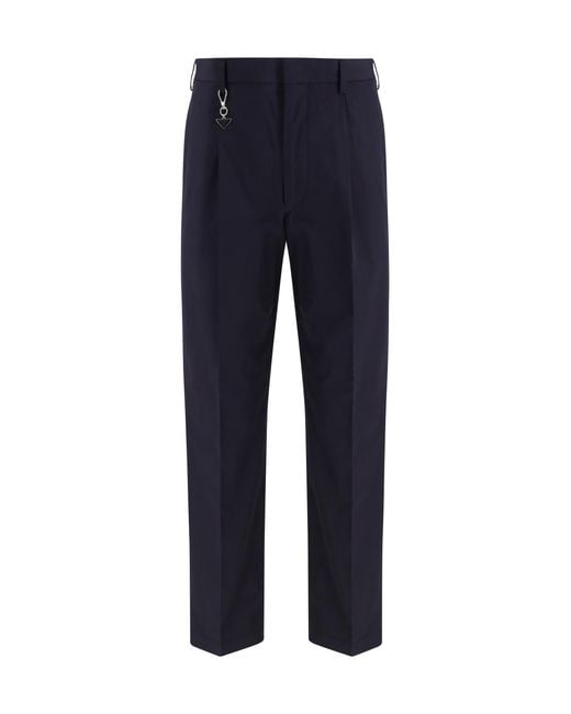 Prada Blue Tailored Cotton Poplin Pants for men