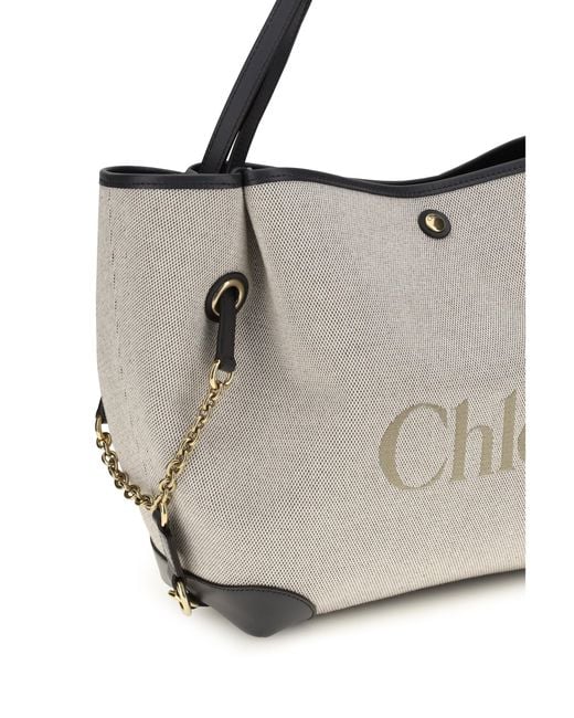 Chloé White Clover Tote Bag Canvas Cotton Shoulder