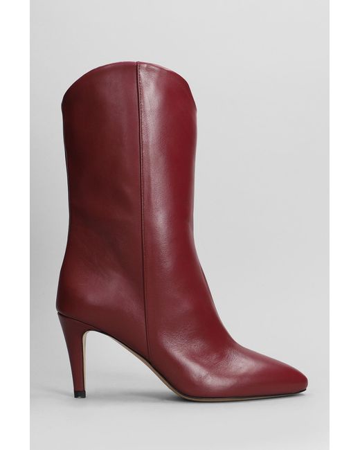 The Seller High Heels Ankle Boots In Bordeaux Leather in Red Lyst