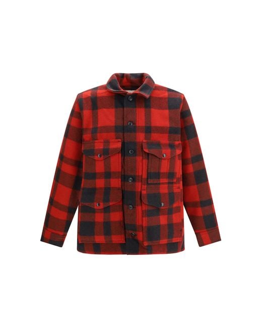Filson Red Mackinaw Cruiser Wool Jacket Fleece Ovis Aries for men