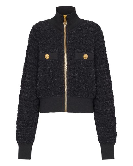 Balmain Blue Zipper Bomber Jacket