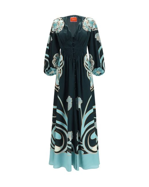 LaDoubleJ Green Long Camerino Dress Silk