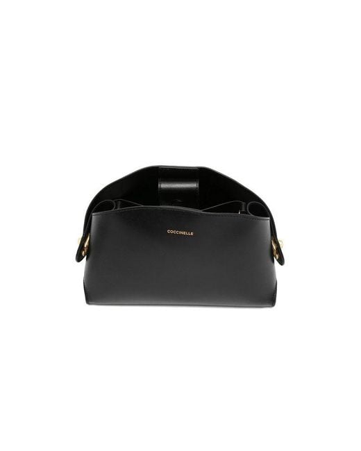 Coccinelle Black Handbag Calf Split Leather Bags Handbags