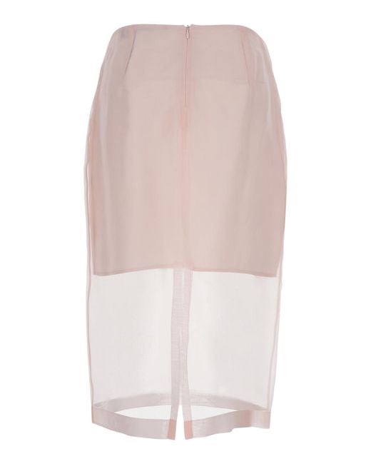 FEDERICA TOSI White Skirt With Back Zip Closure And Semi-Transparent Design