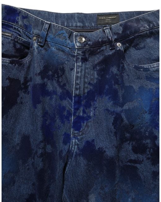Dolce & Gabbana Blue Tie Dye Cotton Straight Denim Jeans Elastane Clothing for men