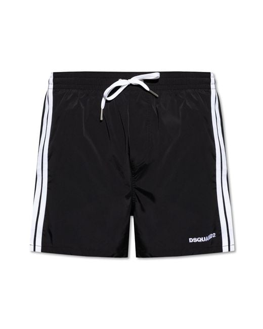 DSquared² Black Logo Boxer Midi Swim Shorts Clothing Beachwear for men