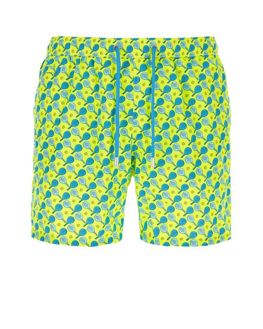 Mc2 Saint Barth Green Printed Polyester Swimming Shorts for men