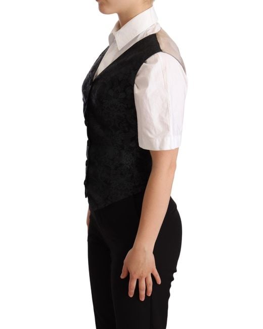 Dolce & Gabbana Black Enchanting Jacquard Floral Waistcoat
