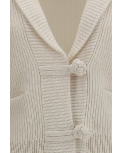 Forte_forte White Wool And Cashmere English Rib Cardigan
