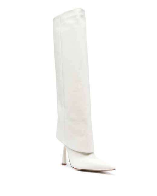 Gia Borghini White Rosie 110mm Knee-high Boots