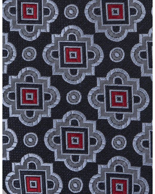 Kiton Blue Dark Tie With Light Majolica Pattern for men
