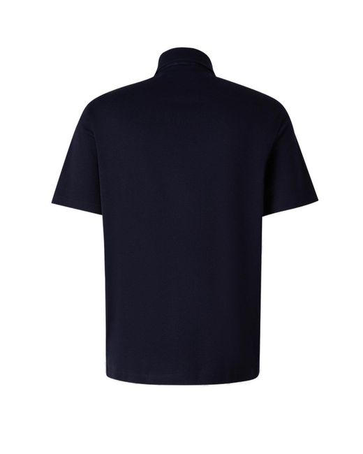Herno Blue Logo Detailed Short Sleeved Polo Shirt for men