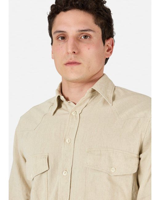 Doppiaa White Aantide Western Chambray Shirt for men