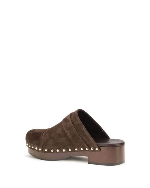 Chloé Brown Clog Mules Jeannette