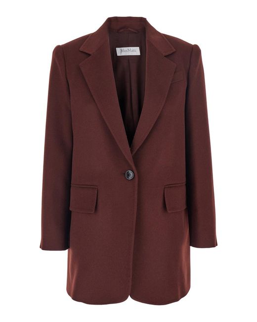 Max Mara Brown Single-Breasted Wool Jacket Blazers