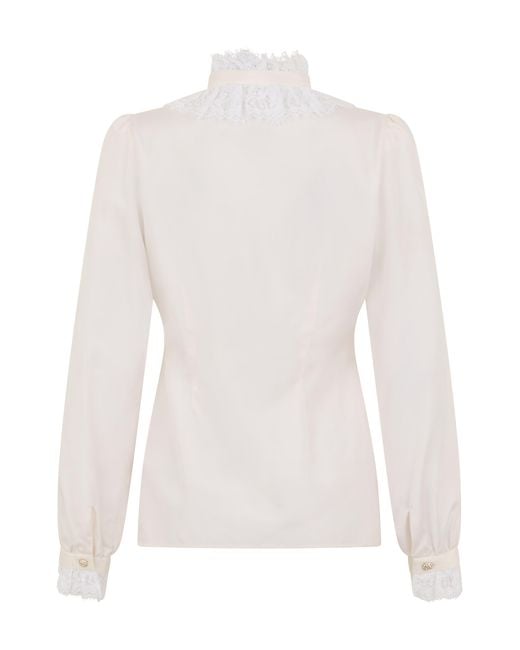Alessandra Rich White Shirt With Lace, Cotton